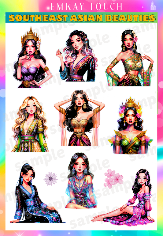 Sticker Sheet: Southeast Asian Beauties