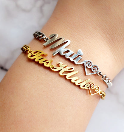 Personalized Name & Swirl Heart Bracelet (PRE-ORDER)