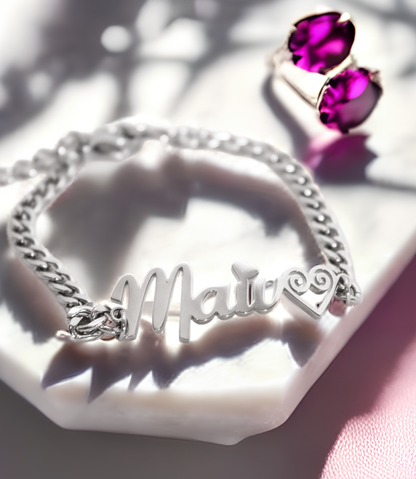 Personalized Name & Swirl Heart Bracelet (PRE-ORDER)