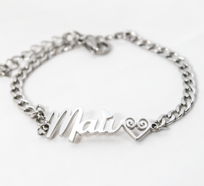 Personalized Name & Swirl Heart Bracelet (PRE-ORDER)